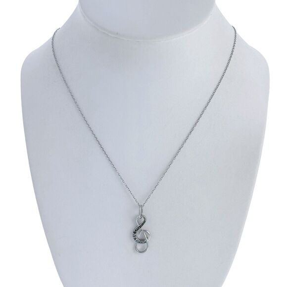 Sterling Silver 925 Black Diamond Music Treble Clef Pendant ONLY - Picture 2 of 4